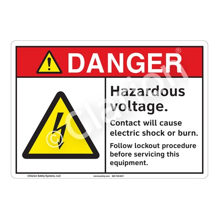 ANSI/ISO Compliant Danger Hazardous Voltage Safety Signs Outdoor Flexible Polyester (Z1) 12 X 18